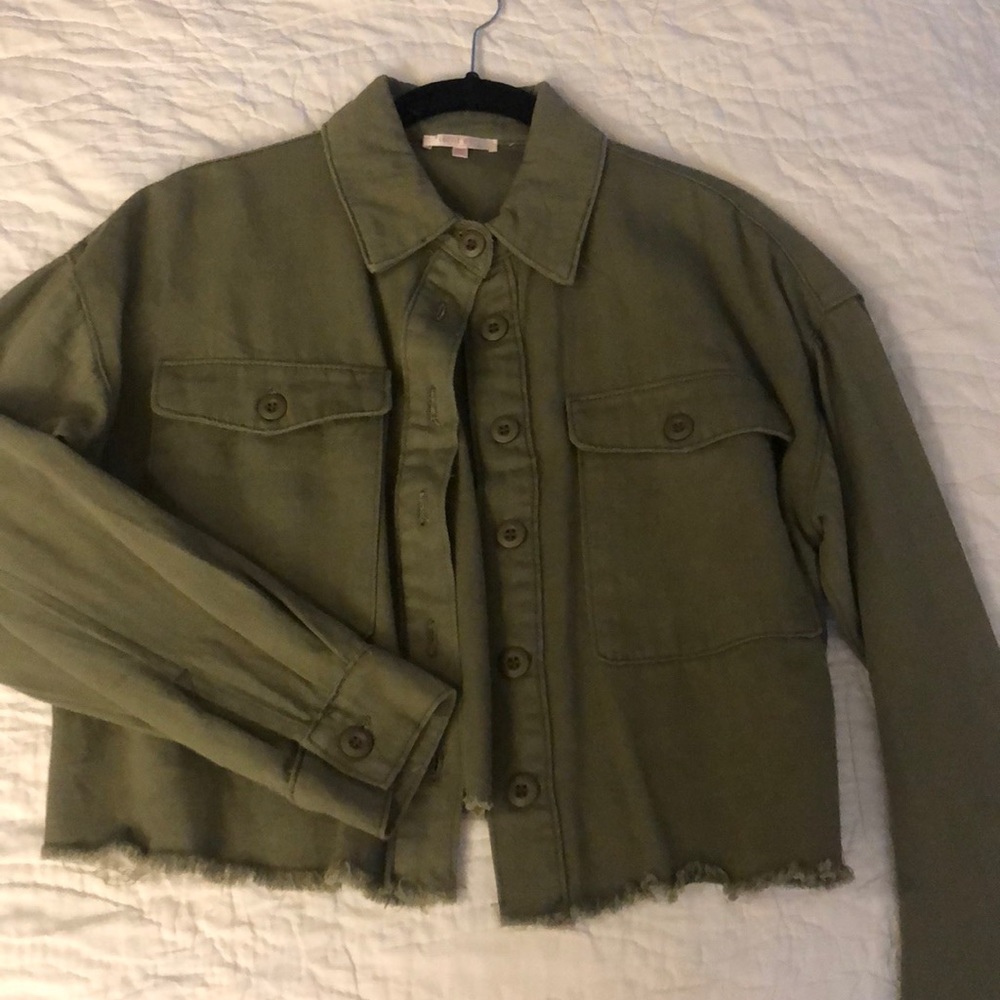Army Green Cropped Jean Jacket
